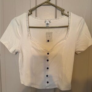 Bozzolo White Button-Up Crop Top